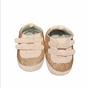 Light Pink and Gold Baby Shoes.